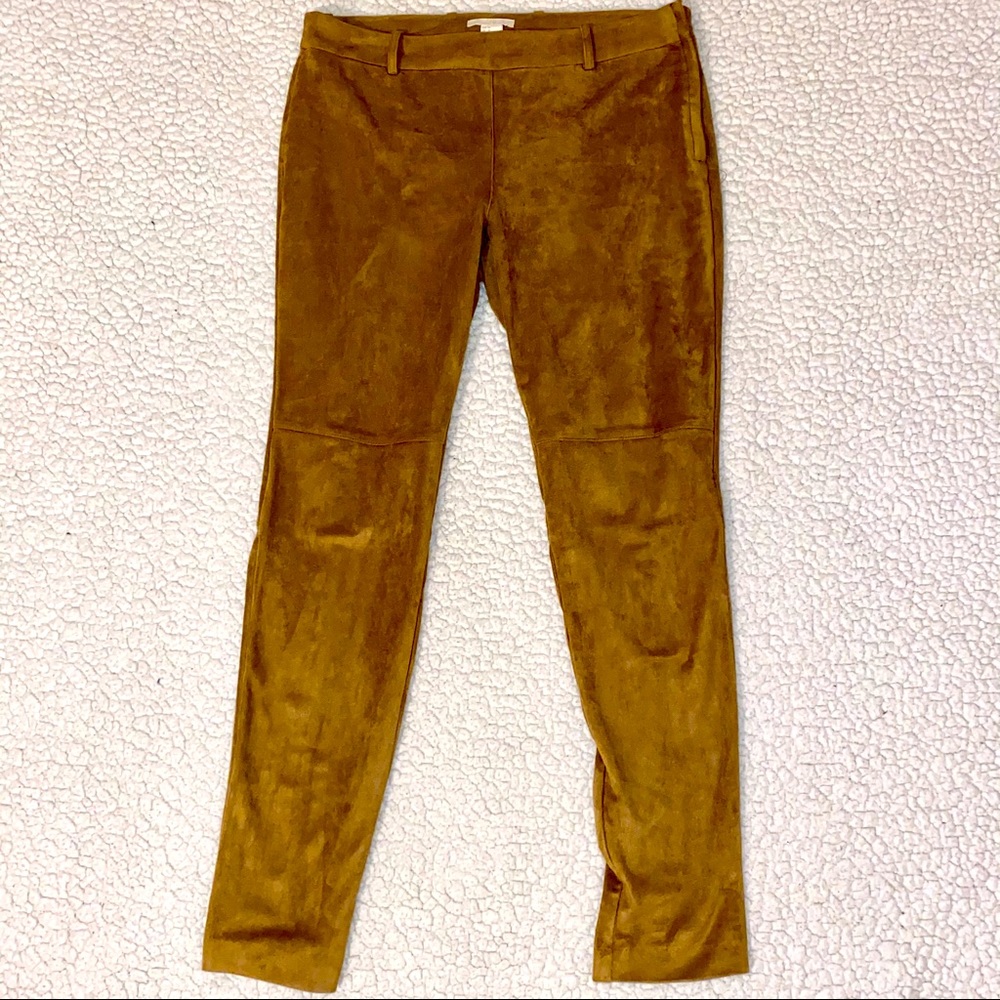 Retro faux suede pants with zipper on the side